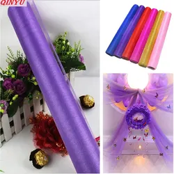 72CMX10M Sheer Crystal Organza Tulle Roll Fabric Wedding Birthday Party DIY Flower Wreath Arches Door Window Decorations 7z