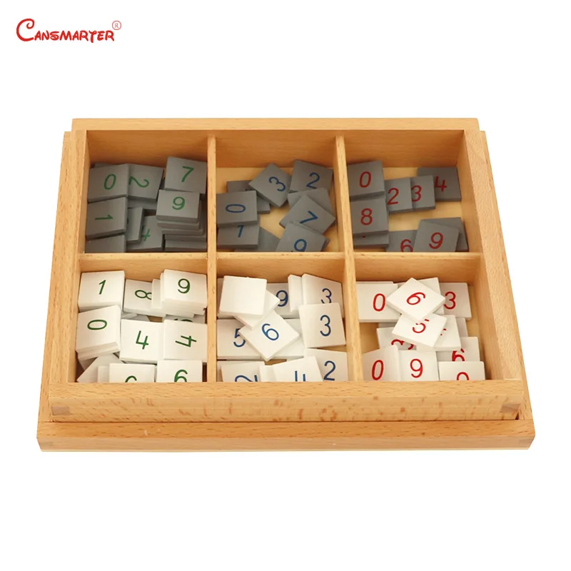 Tiles Montessori Materials Kids Educational Maths Toys Teaching 6 Years Student Learning Prechool Beech Wood Box  MA156-3