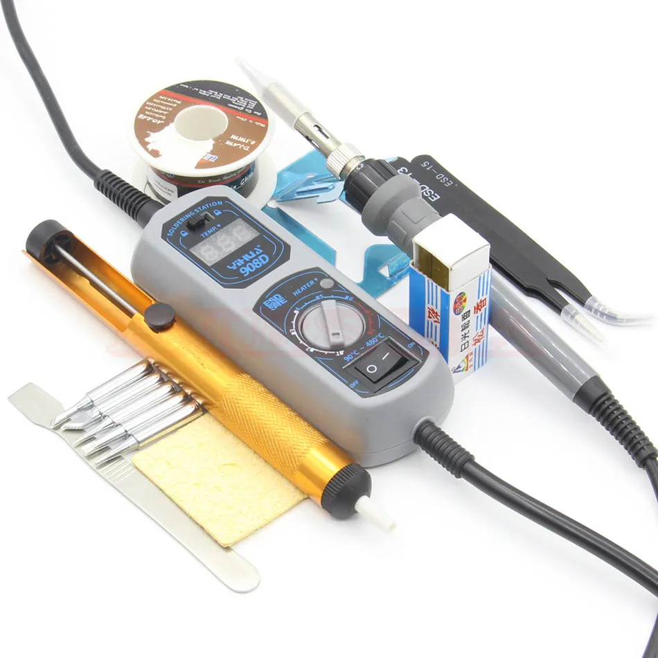 YIHUA 908D 220V 60W Heated iron LED Digital Display Soldering Station Iron High temperature resistant silicone line