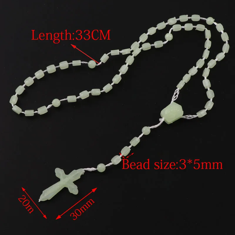 12 pieces 3*5mm Clear Plastic Rosaries Lumnious Plastic Rosary Squar Beads Cheap Necklace Catholicism Prayer Religious Jewelry