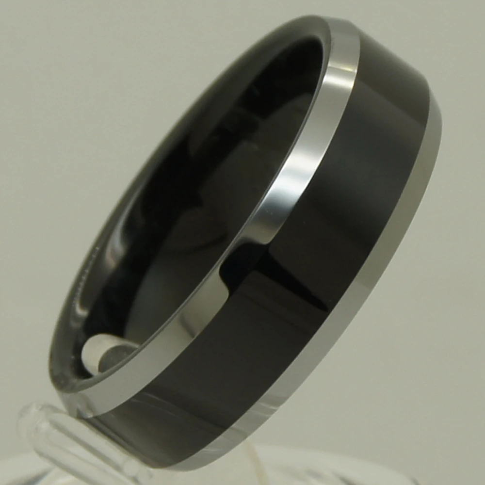 classic & simple middle black plating shiny small bevel men/women hi-tech scratch proof wedding tungsten ring