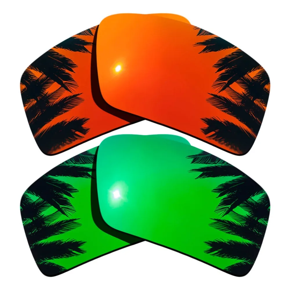 (Orange Red Mirrored+Green Mirrored Coating) 2-Pairs Polarized Replacement Lenses for Eyepatch 2 100% UVA & UVB Protection