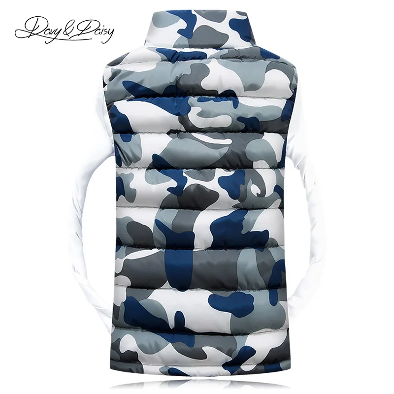 DAVYDAISY Camouflage Vest Men Fashion Stand Collar Casual Brand Clothing Sleeveless Thick Warm Military Waistcoat DS140