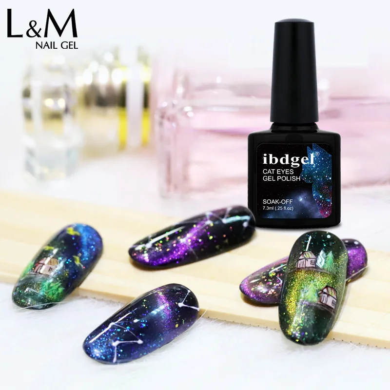 1pc 7.3ml ibdgel Galaxy  cat eye UV/LED Soak off Gel polish for fake nails art accessories