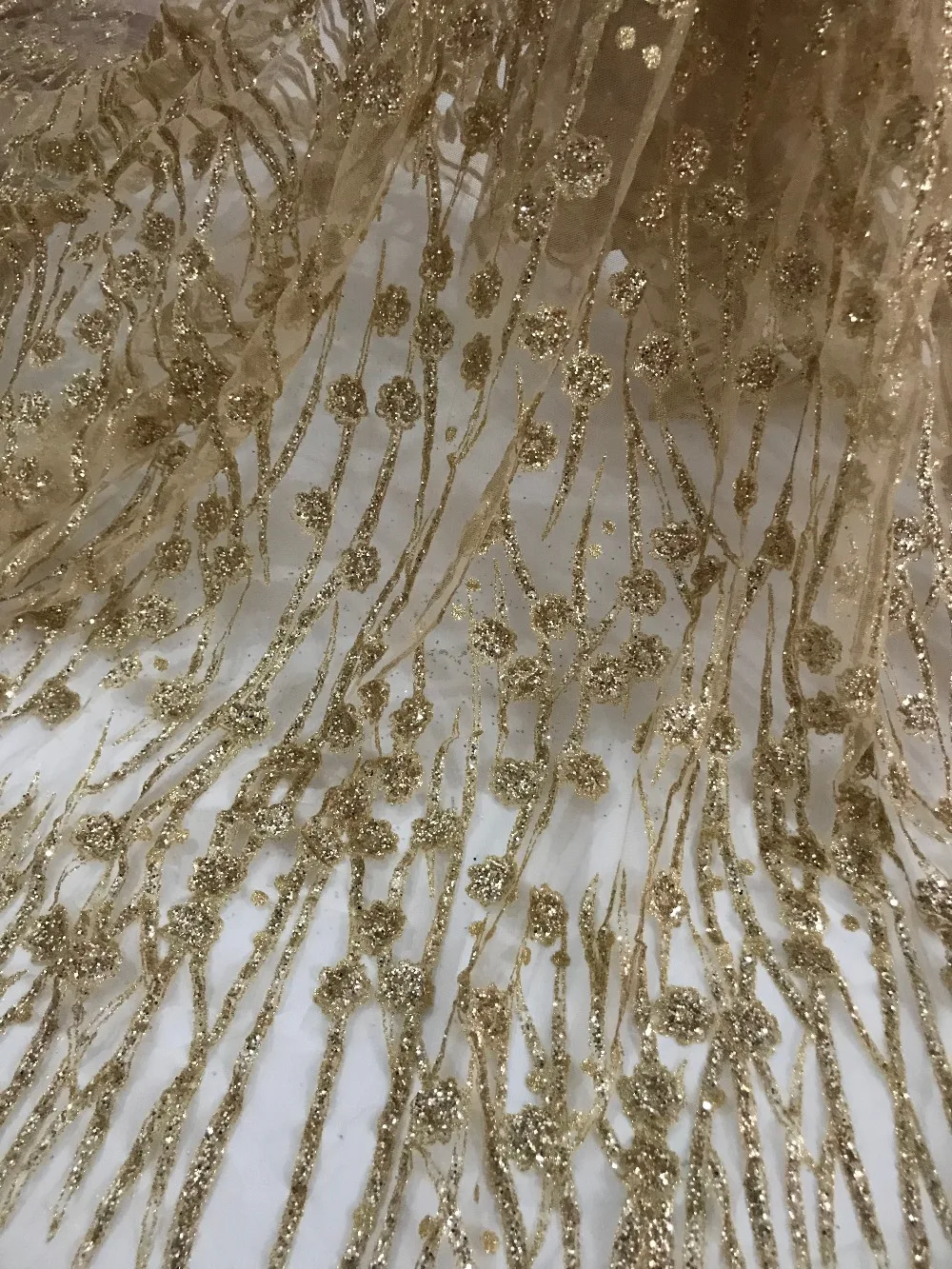 

gold glitter lace fabric SYJ-6256 new design african french glued glitter lace fabric