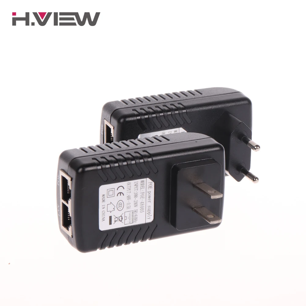 H.VIEW 48V 0.5A PoE Injector 24W PoE Adapter for IP Camera CCTV Plug CCTV Power Supply for Surveillance Camera