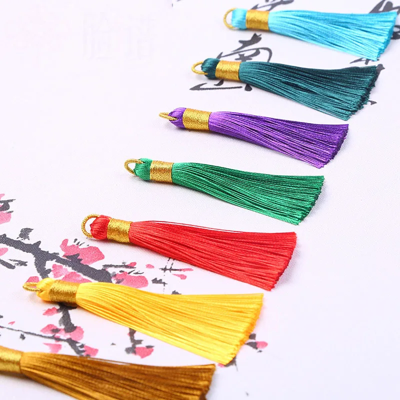 5pcs/lot 8cm Multicolor Cotton Silk Tassel Brush Cords fit Earrings Charm Pendant Satin Tassel for Car Bag