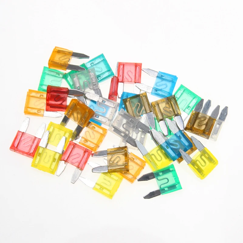 35pcs/set Standard Mini Blade Fuse 5/7.5/10/15/20/25/30Amp Automobile Security Fuse  Auto Car Fuse Using For Small-sized Car