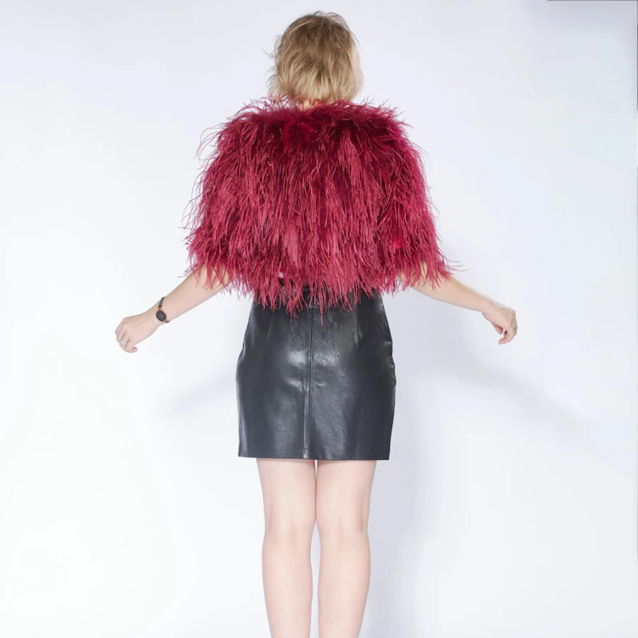 Hot  fashion sexy real ostrich  feathers women coat turkey wool short coat feather fur coat jacket retail / wholesale