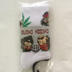 10pcs = 5pair 3D comedy cheech&chong portrait Weed calcetines funny socks leaf Stock Skateboard hiphop meias socks Men Women sox