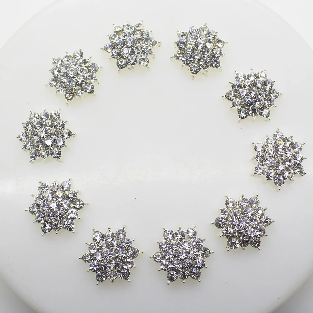 HOT 10 Cái/lốc Lục Giác 17Mm Kim Loại Phối Ren Nút Kim Cương Ngọc Trai Nút Tự Làm Cô Gái Tóc Phụ Kiện Cưới Lời Mời