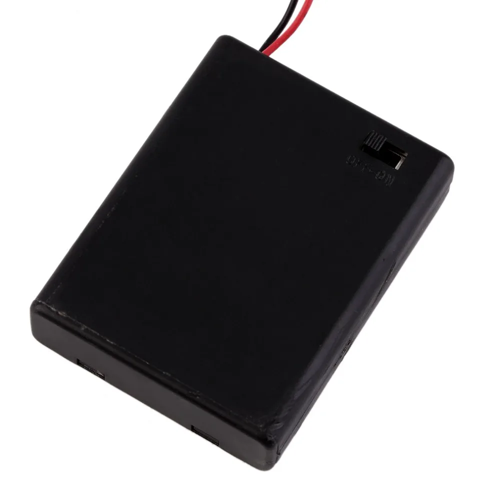 New Plastic 4 * AAA Battery Srorage Box Holder 4pcs AAA Batteries Case with a Lid & ON/OFF Switch
