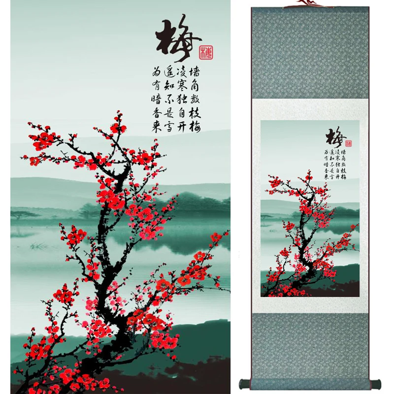 Plum blossom  Painting Home Office Decoration Chinese scroll painting birds  painting birds and flower painting LTW2017112318