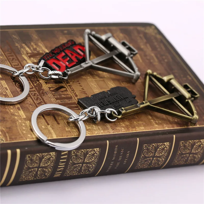 The Walking Dead Keychain Crossbow Bow and Arrow Key Chain Retro Key Ring Action Figure Cosplay Toys 3Colors