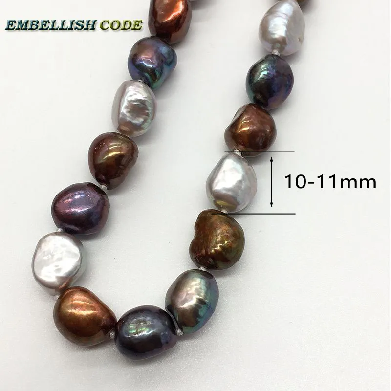 selling well Stunning Hong Kong peacock brown gray color pearls semi baroque natural freshwater pearl necklace Colourful girl