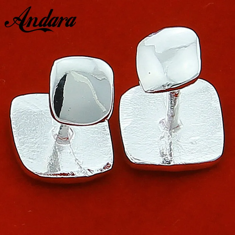 ขายร้อนเงินสแควร์ Cufflink ผู้ชายสีเสื้อ Cufflink แฟชั่นปุ่มเสื้อผู้หญิง Cufflinks เครื่องประดับ