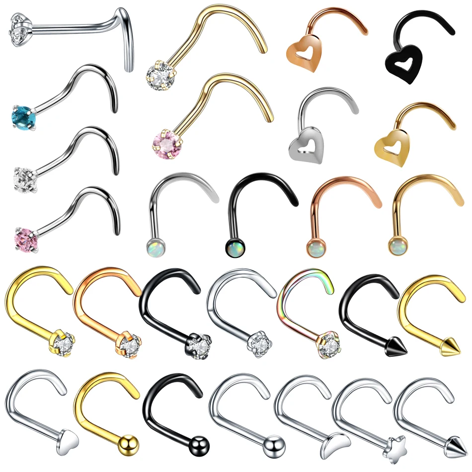 1PC Nose Studs Rings Stainless Steel Nose Piercing Body Jewelry Small Earrings For Women Gilrs Fashion Nose Cartilage Piercing