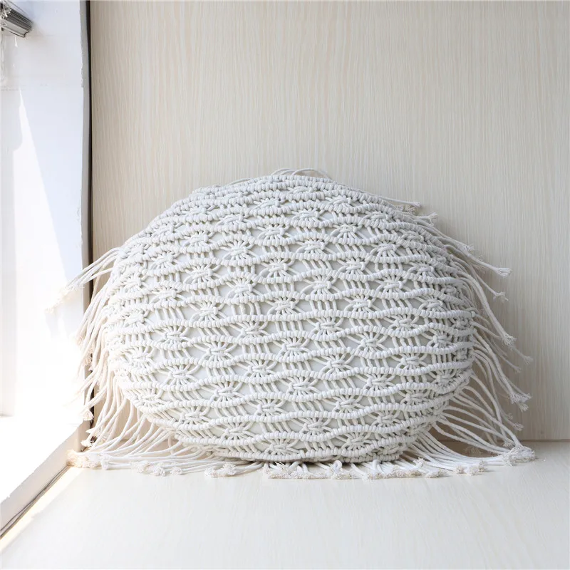 Handmade Crochet Back Cushion Decorative Hand Rests Photography Props Protable Travel Bedding Sofa Seat Chair Pillows