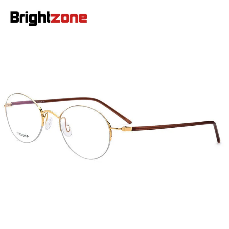 

Brightzone Vintage Pure IP Electroplate Half Rimless Excellent Oval Frame Glasses Round-eyeglasses-frames Oculos De Grau Gafas