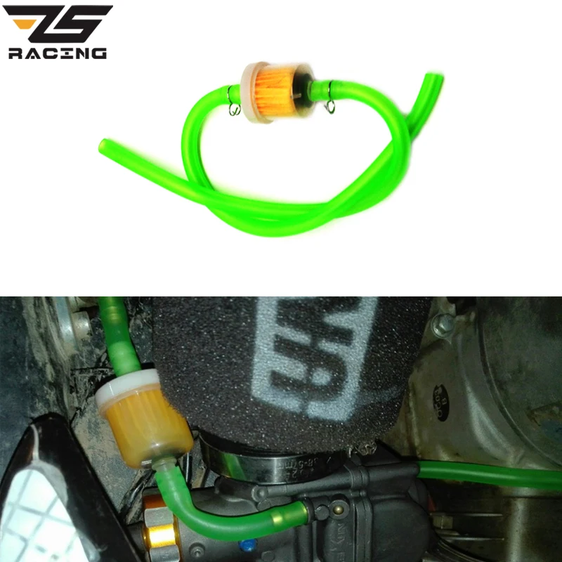 ZS Racing 6mm Motorcycle Gas Fuel Filter Petrol Pipe 1M Fuel Pipe Tubing + 4 Clips Moto Scooter Dirt Bike With 5 Colors Option