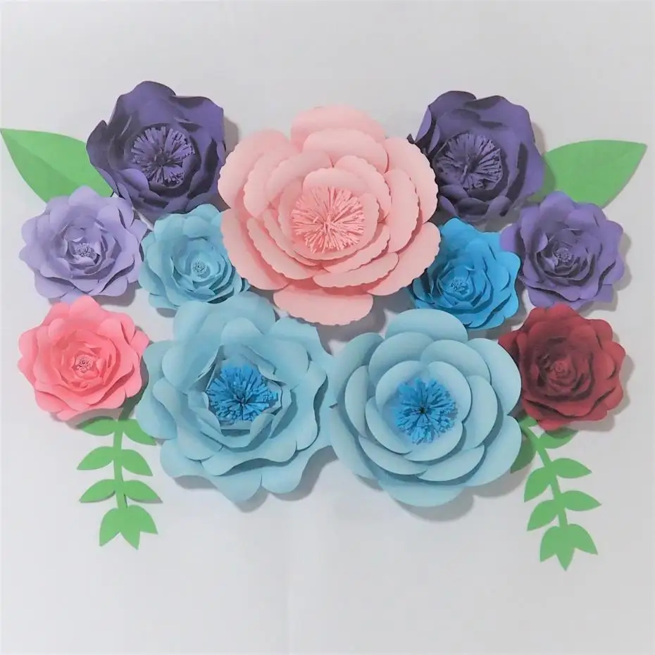 

2018 Assembled 11 Giant Paper Flowers 4 Leaves Wedding Backdrop Baby Nursery Baby Shower Bridal Shower Event Deco Mix Sizes