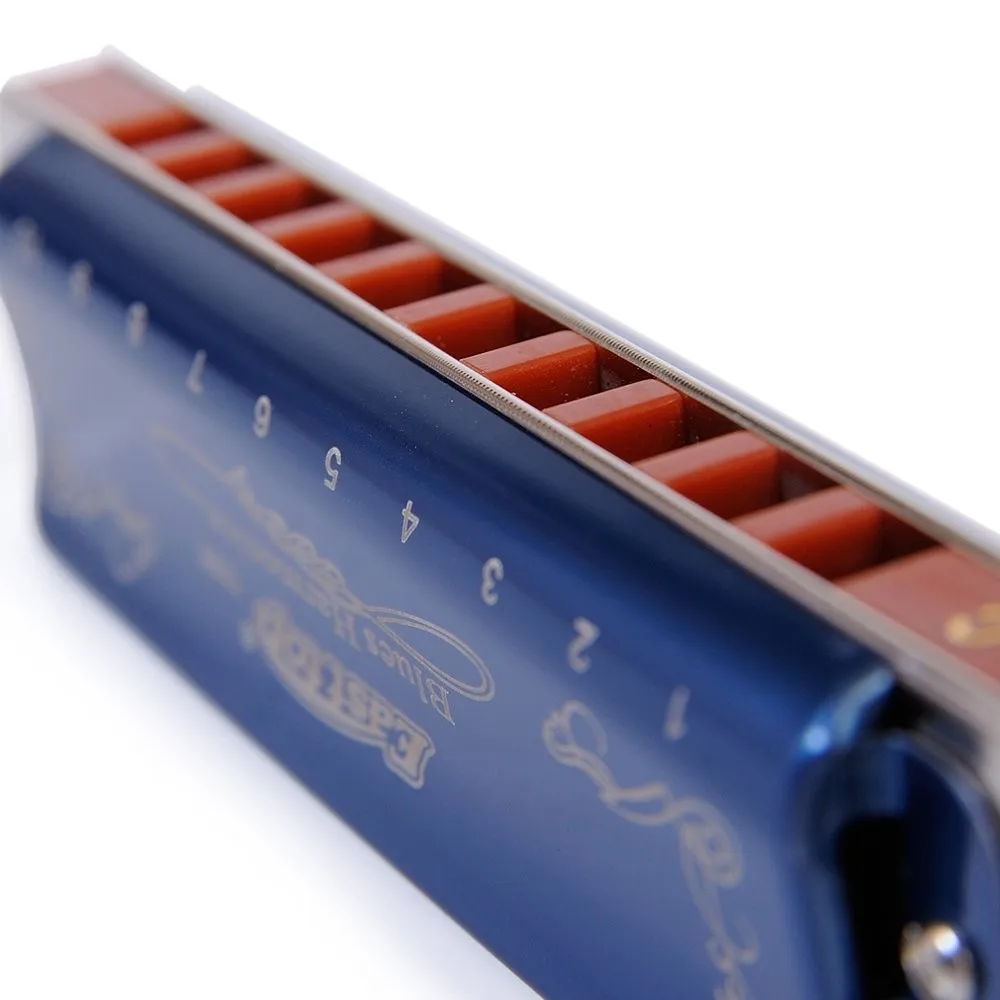 East top Diatonische mondharmonica-sleutel van D, Blues Harp Mondorgel 10 Gaten 008K met zilveren deksel, blauwe mondharmonica's voor volwassenen, professionals, beginners en studenten