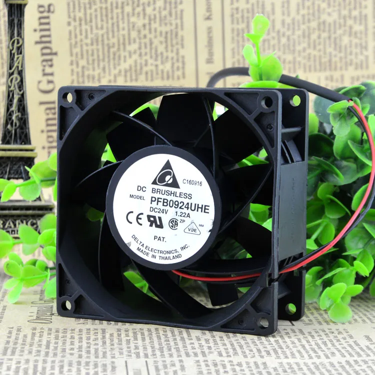 

Free Shipping For DELTA PFB0924UHE DC 24V 1.22A, 92x92x38mm 2-wire Server Square Cooling Fan