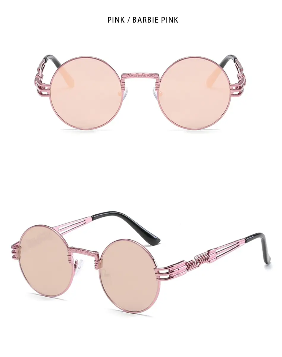 Neue Mode Retro Steampunk Runde Metall Sonnenbrille für Männer Frauen Doppel Frühling Bein Bunte Brillen Punk Gläser UV400 – Detail 22