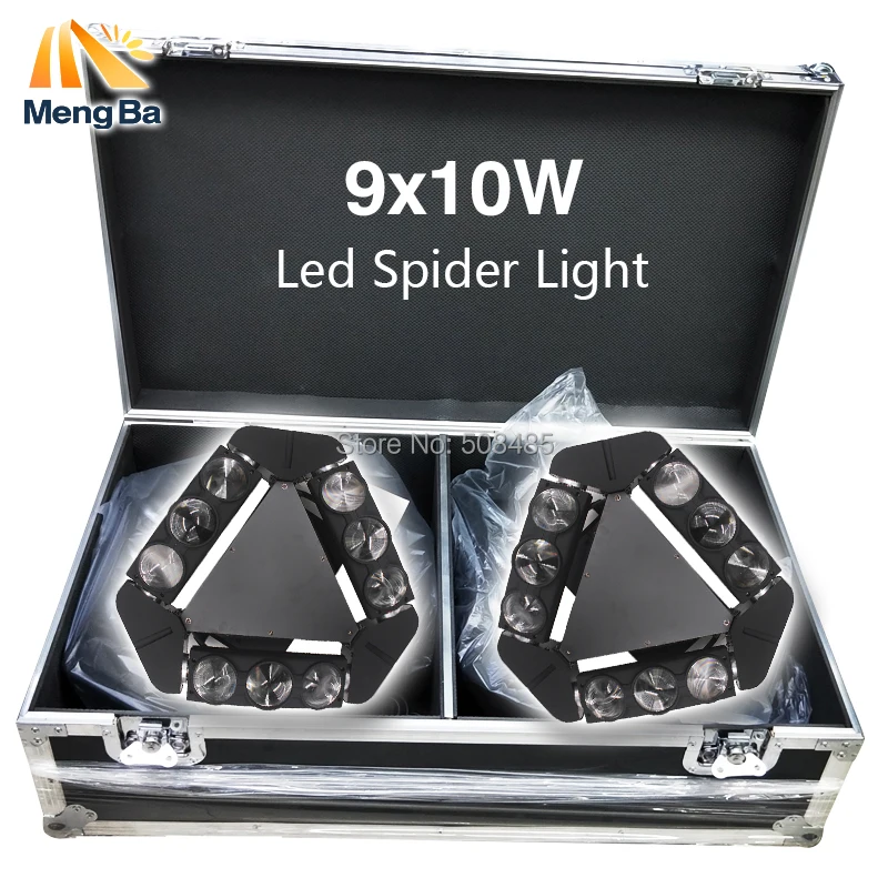 

Flight Case With 2Pcs/Lot 9x10W Led Spider Light RGBW 13/45CH DMX Stage Lights Dj Led Spider Moving Head Beam Light Lamp