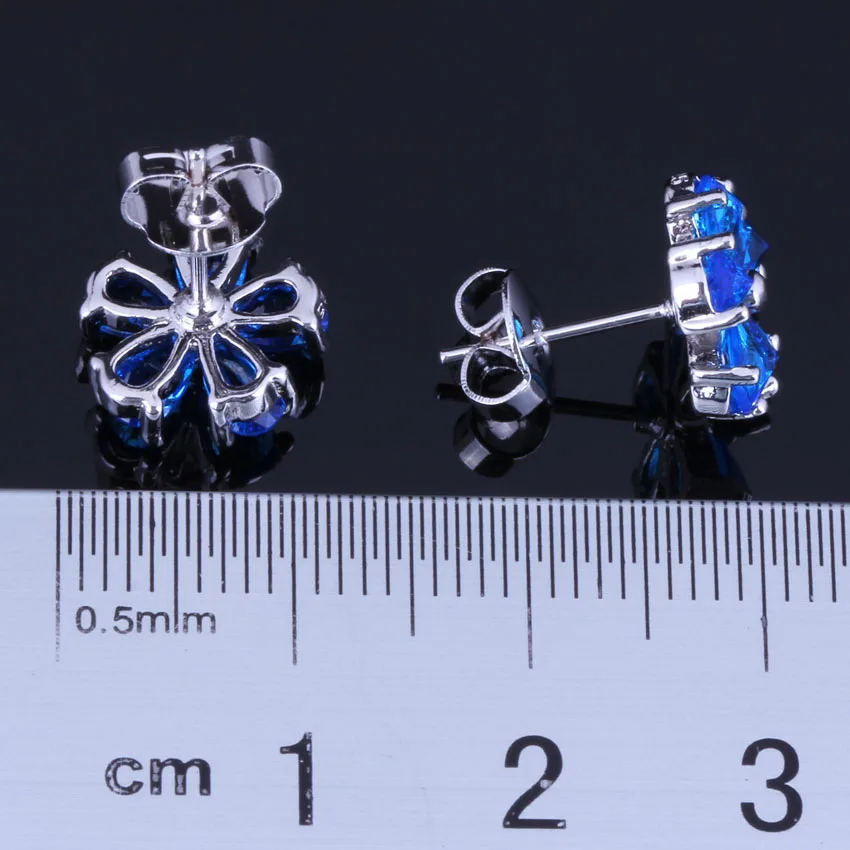 Fetching Star Blue Cubic Zirconia Silver Plated Stud Earrings V0876