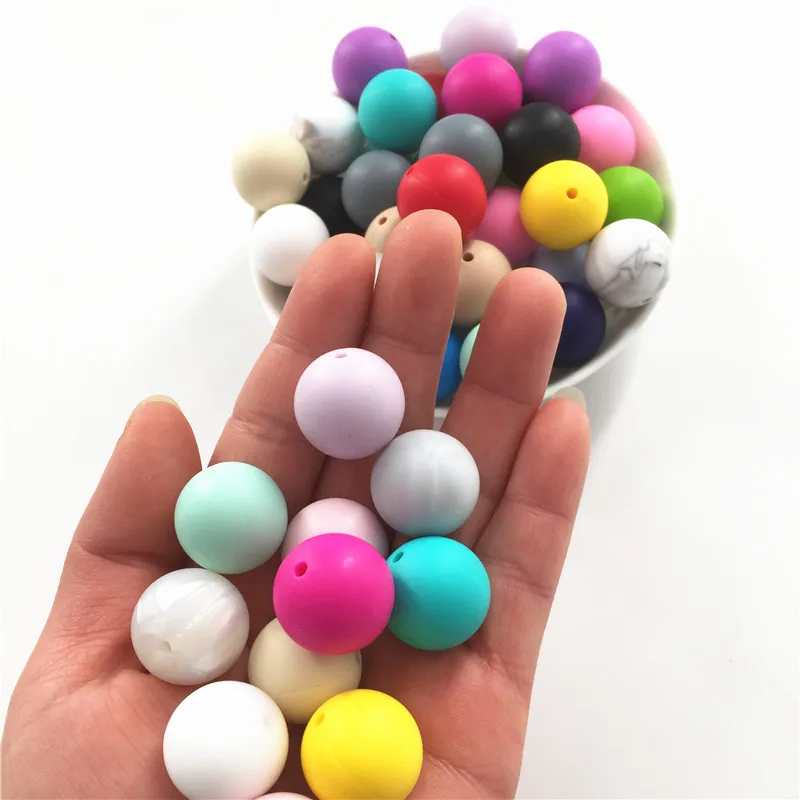 

Chenkai 20pcs 19mm BPA Free Round Silicone Teether Beads DIY Baby Pacifier Dummy Chewing Jewelry Teethers Necklace Toy Accessory