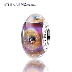 ATHENAIE Genuine 925 Silver Core Gold Shell Charms Murano Glass Beads Fit All European Bracelets Great Gift For Women DIY Gifts
