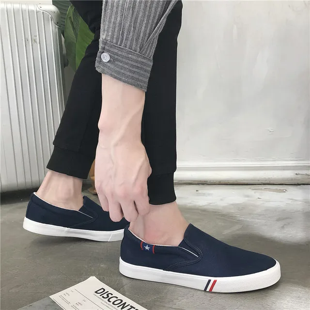 Men Canvas Shoes Simple Casual Mens Loafers Autumn High Quality Anti-Slip Comfortable Vulcanized Shoes Man Flats size 48