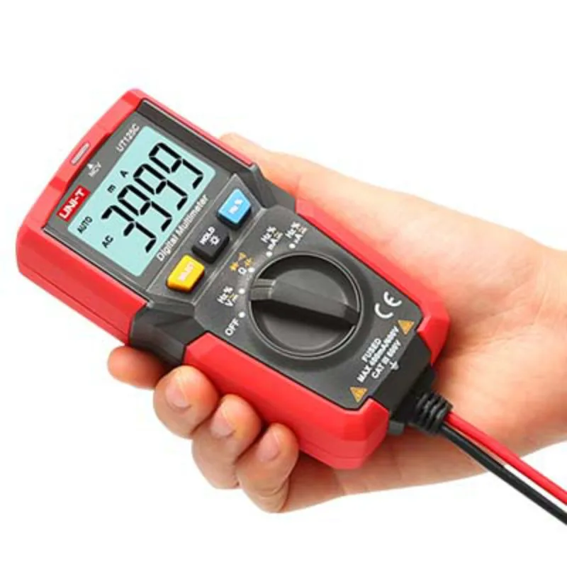 UNI-T UT125C Mini Pocket Digital Multimeter Temperature Tester Resistor Capacitor Frequency Diode NCV Test Low Voltage Display