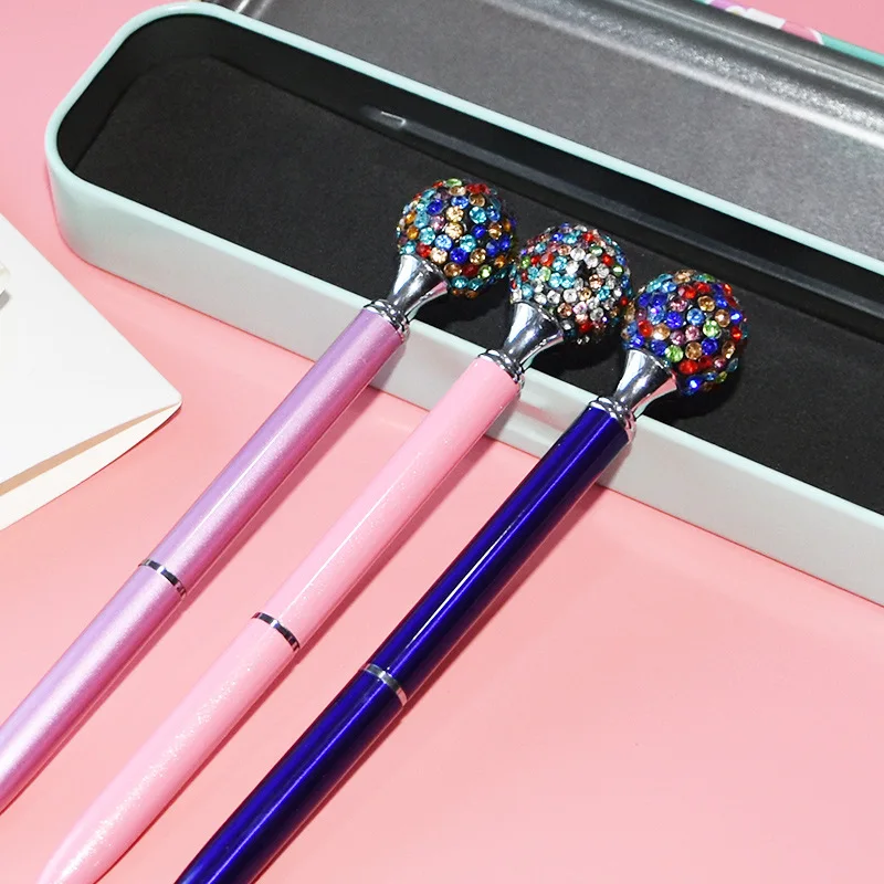 Color Drill Ball Crystal Pen Gem Ballpoint Pen Wedding Office Metal Roller Ball Pen For Writing Office Stationery School Supplie