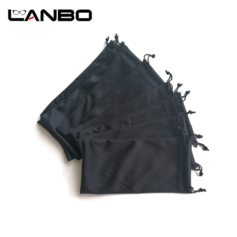 LANBO 50 pezzi Custodia per occhiali da sole in microfibra nera Fibre acriliche Borsa in tessuto morbido all\'ingrosso Custodia per occhiali