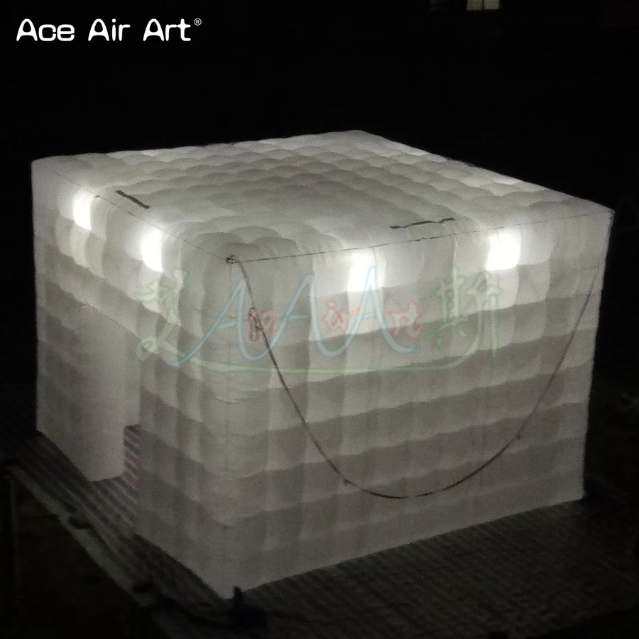 4.4*4.4*3.2 Màu Trắng Cube Inflatable Tổ Chức Sự Kiện Tủ Cubic Marquee Lều Với Đèn Led Hoặc Bóng Đèn Đối Với Pháp