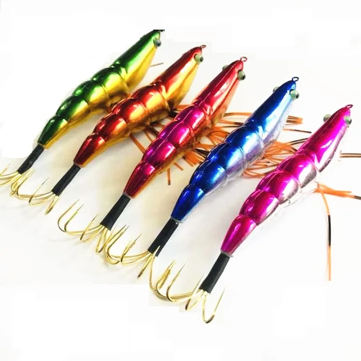 

20Pcs Fake Shrimp Lure Fishing Wobbler 14CM 19G Wood Squid Jig Artificial Bait Jigging Lure Octopus Bait