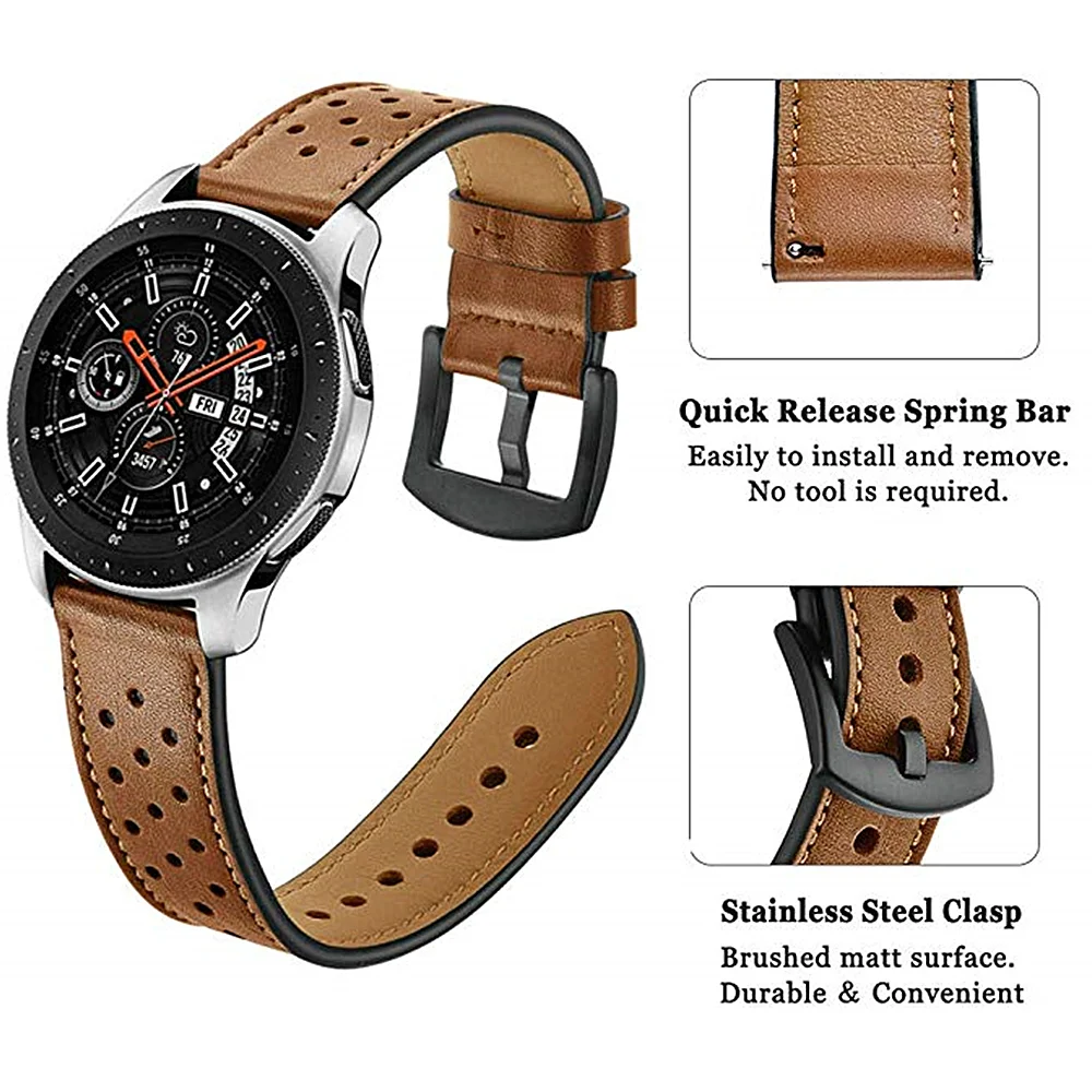 22mm Leather strap for Huawei watch GT-2-2e-pro 46 MM smartwatch bracelet Samsung Gear s3 frontier Galaxy Watch 3 45mm/46mm band