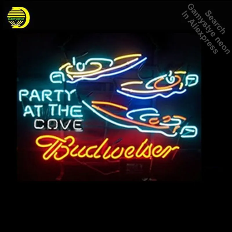 

Budweise Party at the Cove neon sign Neon light GLASS Tube Neon Bulb Resistor Display Handcraft anuncio luminoso Iconic Sign