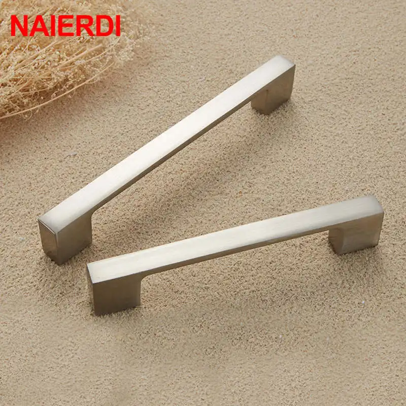 NAIERDI Cabinet Handles Drawer Knobs Aluminum Alloy Wardrobe Door Handle Brushed Pulls Modern Style Furniture Handle 128mm/160mm