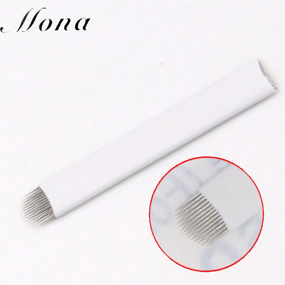 12 pins U curve blade Permanent Makeup Manual Eyebrow Tattoo Blades microblading blade x 10pcs