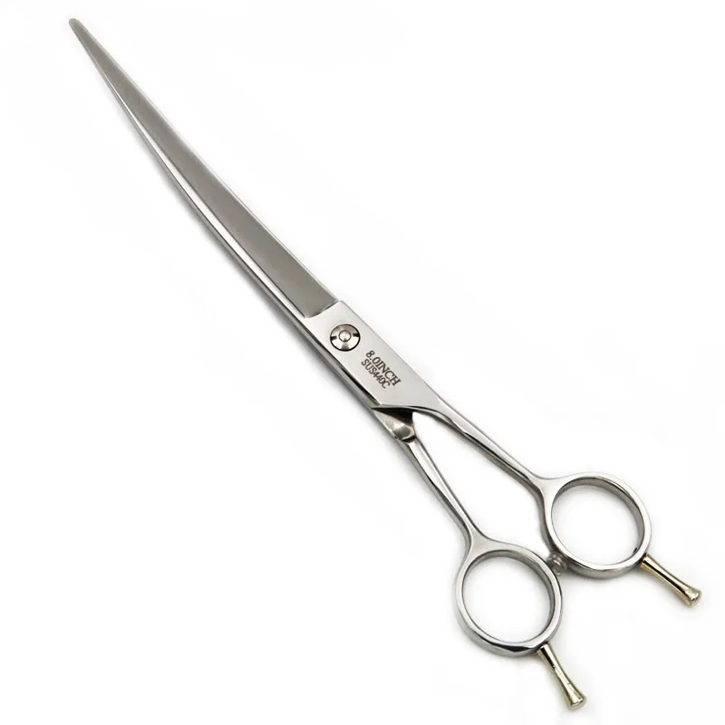 Brand Pet Grooming Scissors Set 8 Inch Professional Japan 440C Dog Shears Hair Cutting Curved Scissors With Bag