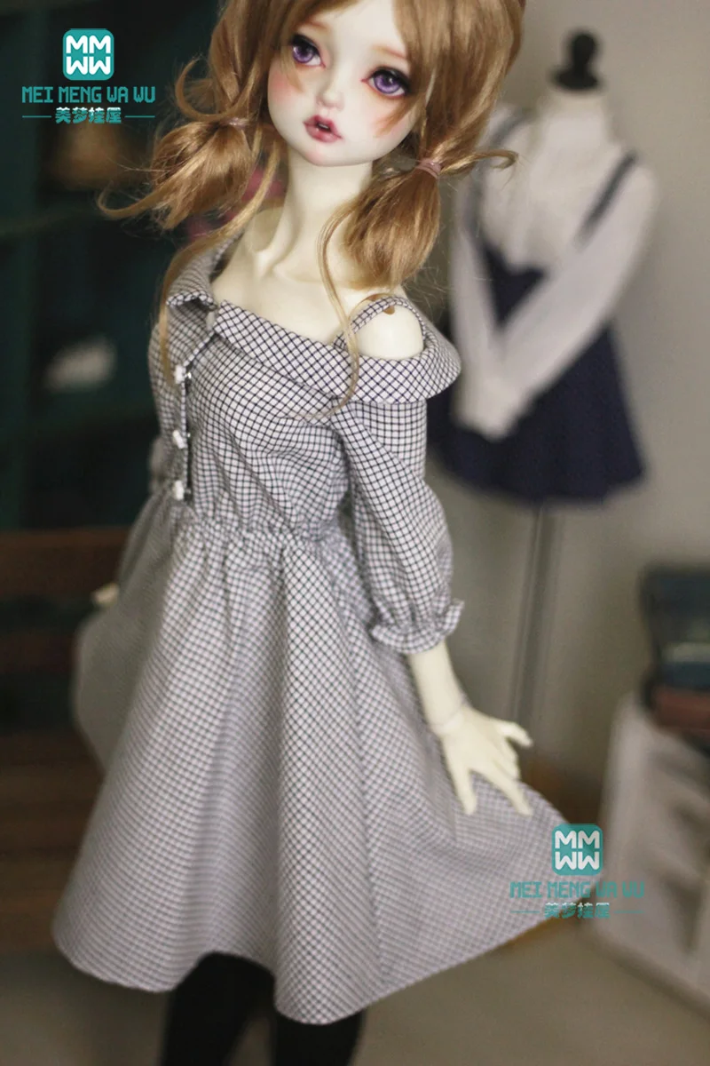 

BJD accessories doll clothes fit 58-60cm 1/3 BJD Spherical joint doll Fashion temperament plaid dress with lining