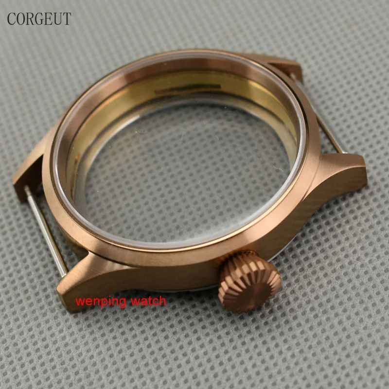 

Corgeut 43mm Sapphire glass PVD NEW coffee color sterile steel case fit eta 6497 6498 ST36 movement mens watch P739