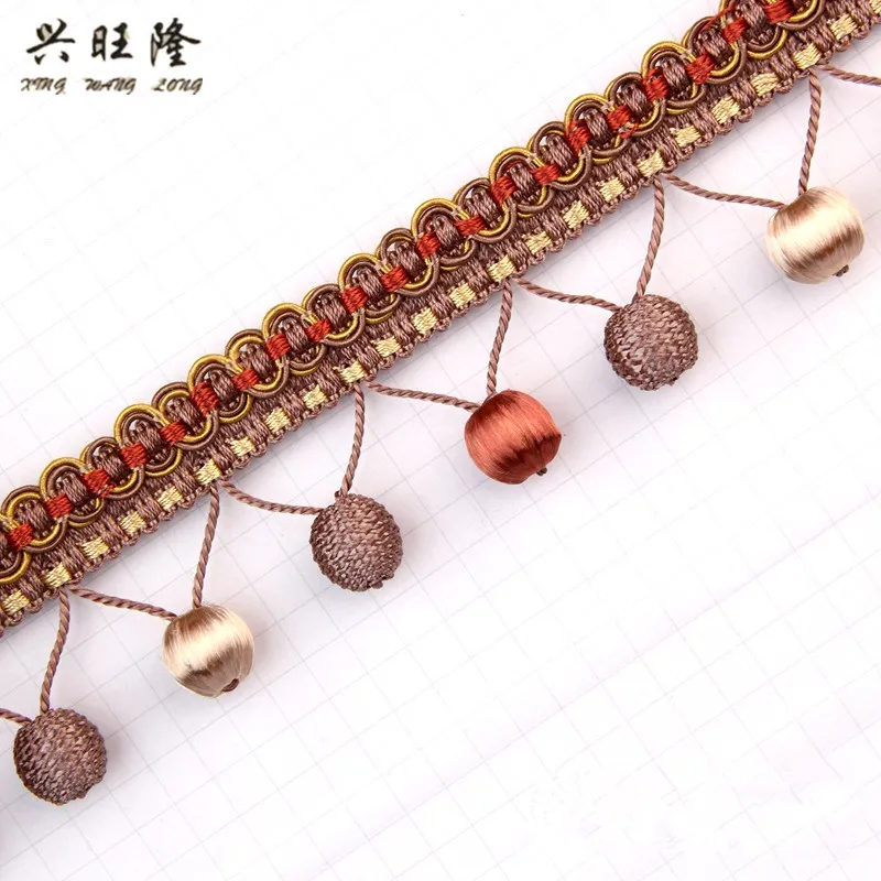 

XWL 12M/Lot Wood Beads Curtain Lace Trim Sofa Stage Lamp Decor Tapestry Curtain Accessories Tassel Fringe Lace Ribbon DIY Sew