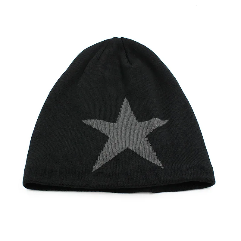 New Casual Knit Women Big Star Winter Hat Warm Fashion Knitting Hats For Male Beanie Skullies Best Female Bonnet Unisex Beanies