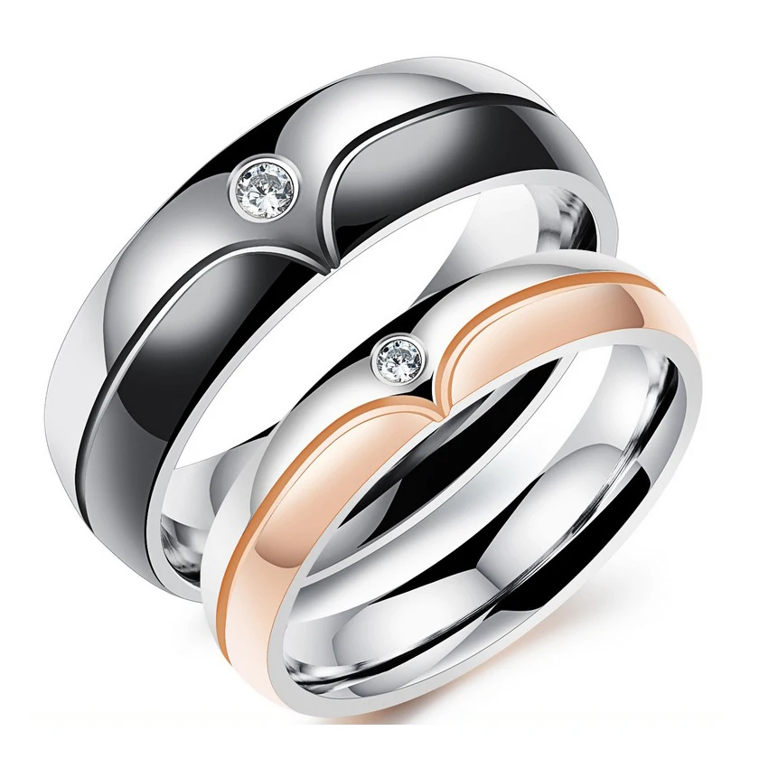 Fashion Wedding Rings for Men/Women CZ Couple Ring 316l Stainless Steel Engagement Jewelry