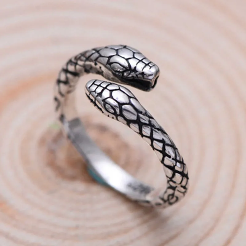 Genuine 925 Sterling Silver Open Ring Women &Men Thai Silver Fine Jewelry Gift Snake Finger Ring Tail Ring