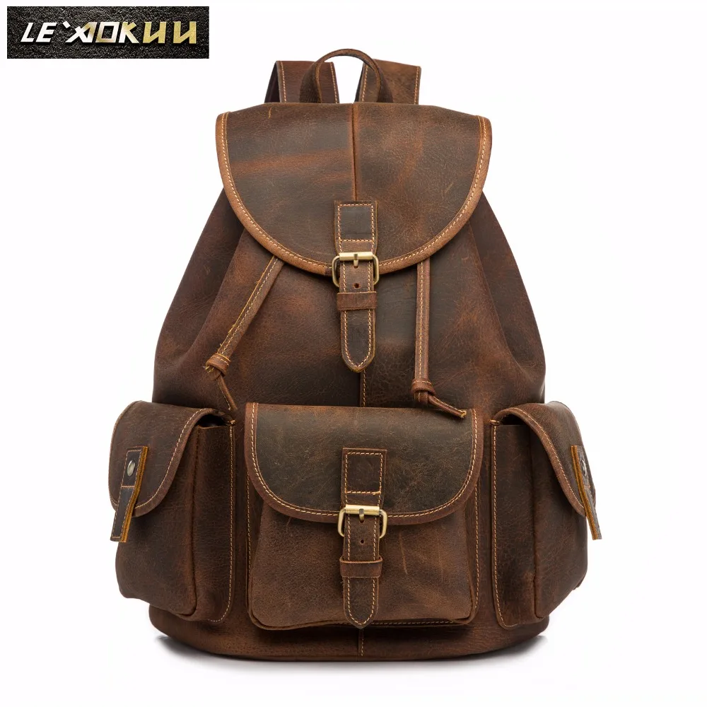 Sac à dos en cuir de créateur pour hommes, sac à dos étudiant, sac à dos pour ordinateur portable, original, mode, voyage, université, école, livre,